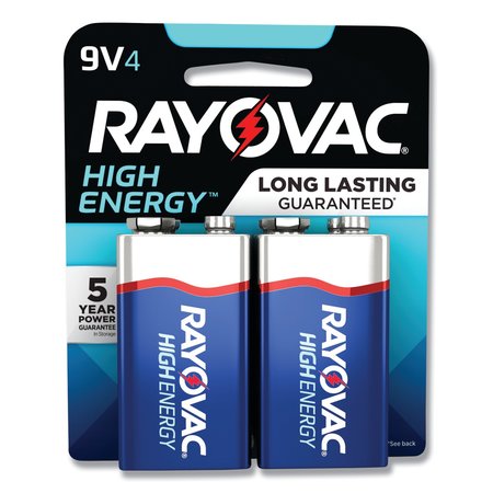 RAYOVAC Rayovac High Energy 9V Alkaline Battery, 4 PK A16044TK